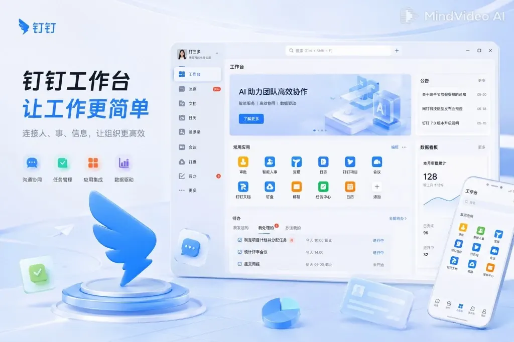 钉钉网页版浏览器免安装工作台全景实景界面